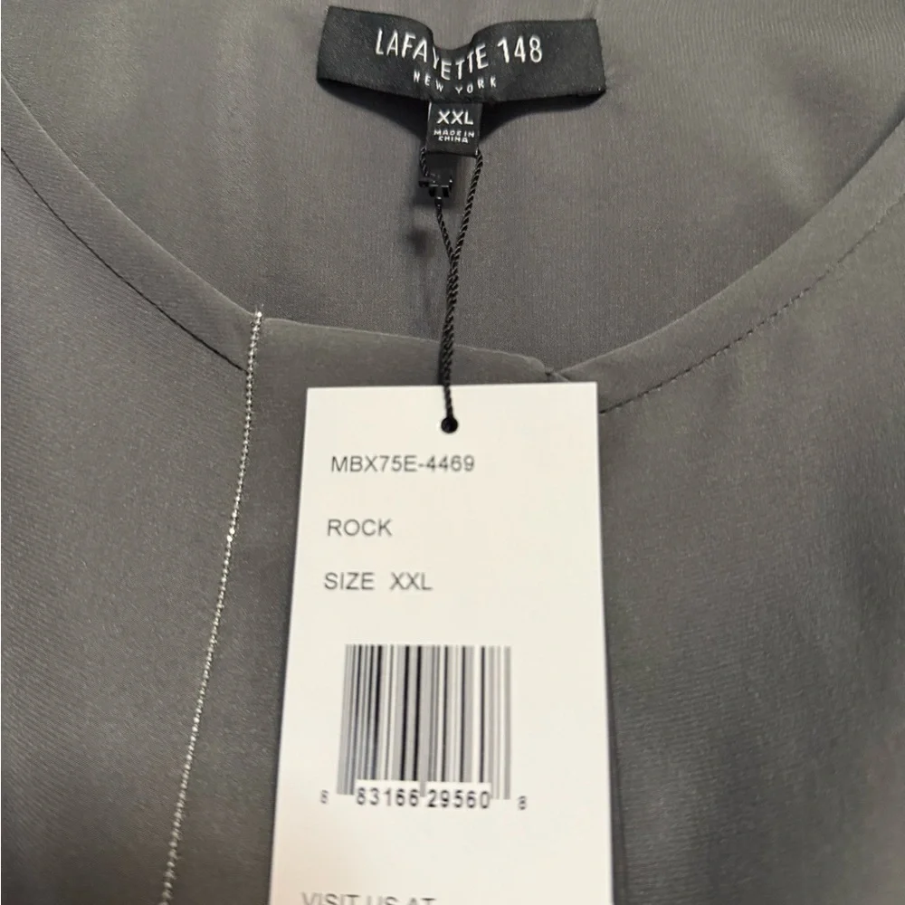 Lafayette 148 New York Gray Silk Blouse - Picture 4 of 5